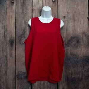 Adrienne Vittadini Red Sleeveless Blouse Sz XL Layered Top Textured Shirt